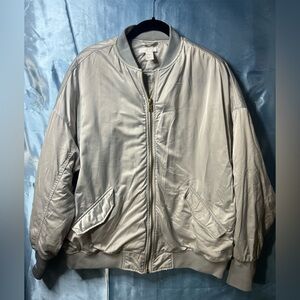 H&M bomber Gray Jacket with Gold Zipper